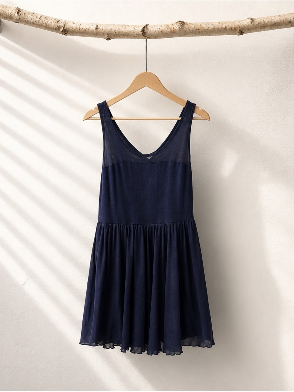 BKE Navy Sleeveless Scoop Neck Skater Top